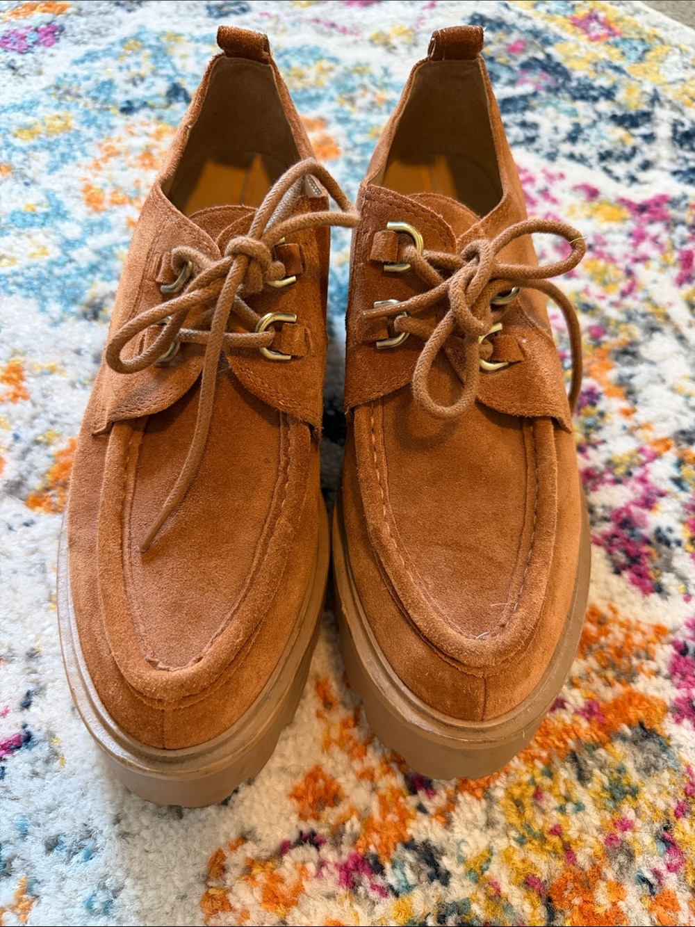 Sam Edelman monna Suede Lace-Up Shoes - Brown - Picture 2 of 6
